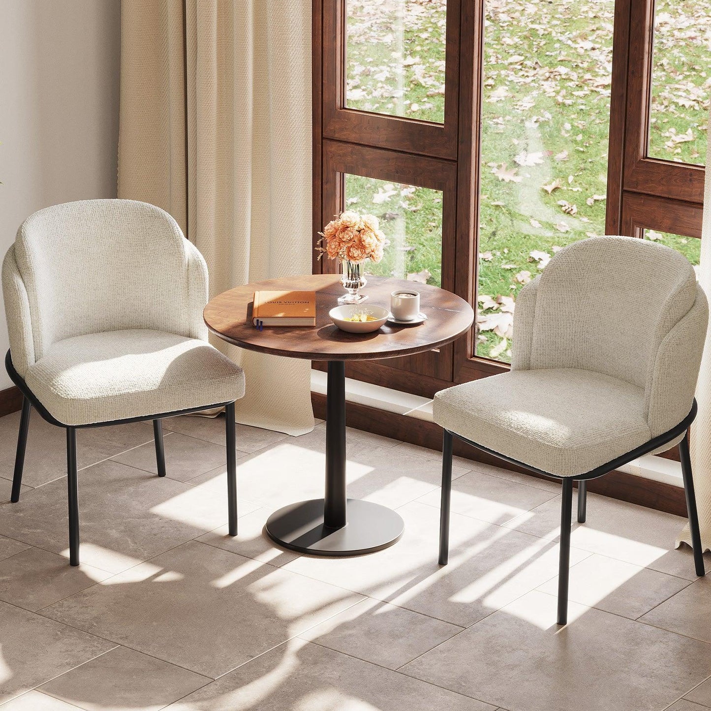Guyii Dining Chairs Set of 2-6, Modern Fabric Dinner Chairs, Dining Room Kitchen Chairs with Metal Legs