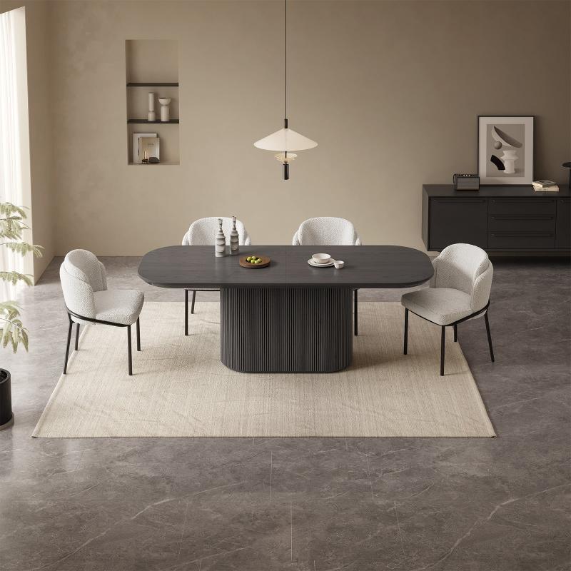 Guyii 63"-87" Black Oval Dining Table Set, Modern Kitchen Table with 4-8 Chairs