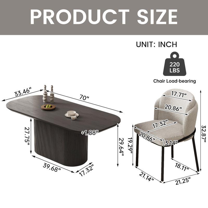 Guyii 63"-87" Black Oval Dining Table Set, Modern Kitchen Table with 4-8 Chairs