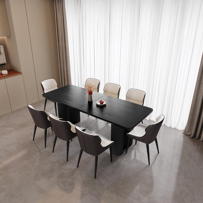 Guyii 63"-79" Black Rectangle Dining Table, Modern Kitchen Table for Dining Room