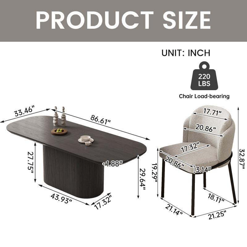 Guyii 63"-87" Black Oval Dining Table Set, Modern Kitchen Table with 4-8 Chairs
