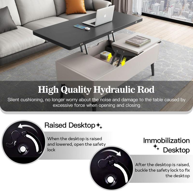 Guyii 43” Lift Top Coffee Table with Storage Drawer, 3 in 1 Multi Function Center Table