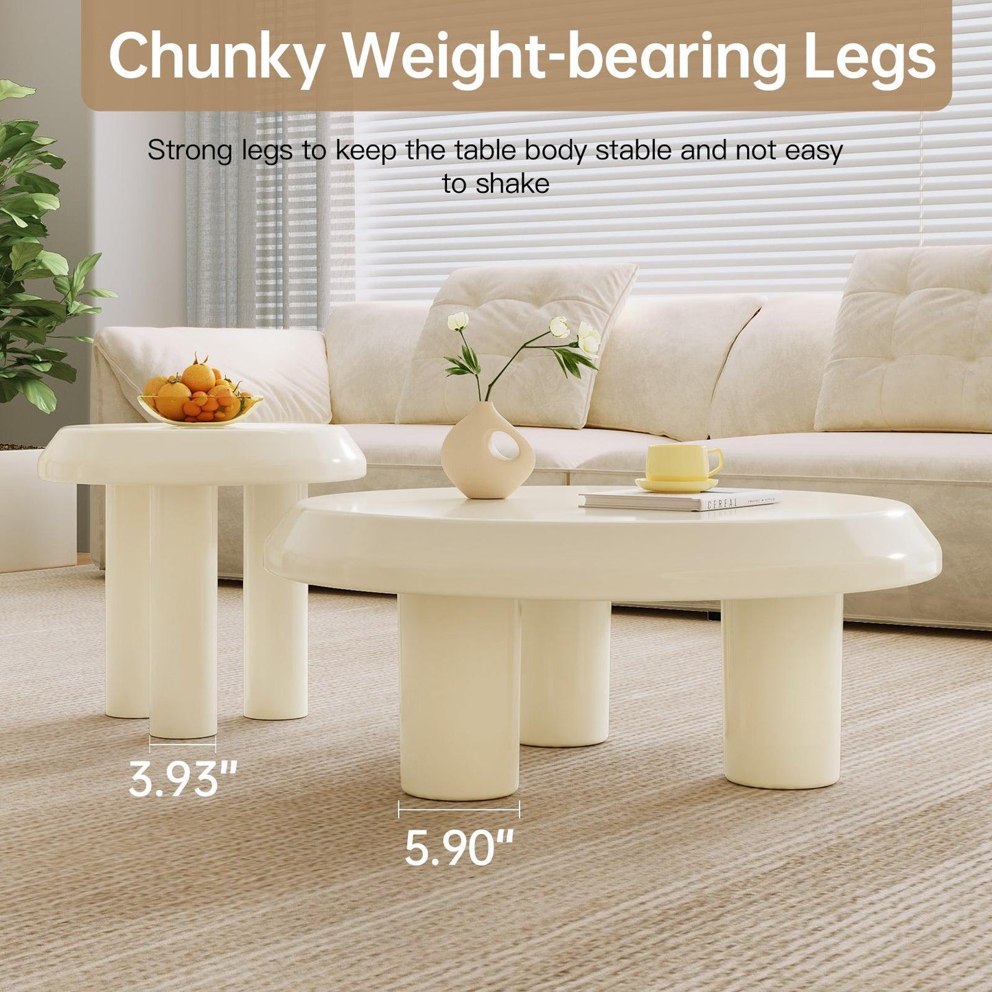Guyii Modern Nesting Coffee Table Set – Round Coffee Tables for Living Room, Bedroom, and Small Spaces