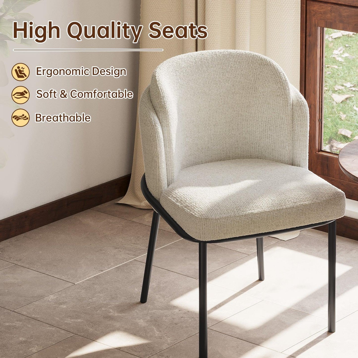 Guyii Dining Chairs Set of 2-6, Modern Fabric Dinner Chairs, Dining Room Kitchen Chairs with Metal Legs
