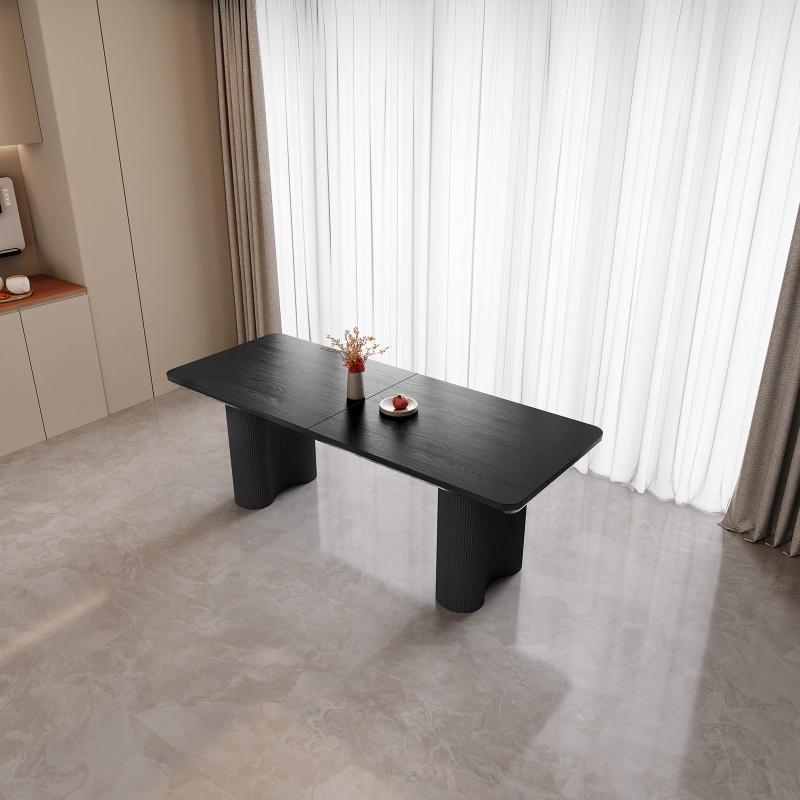 Guyii 63"-79" Black Rectangle Dining Table, Modern Kitchen Table for Dining Room
