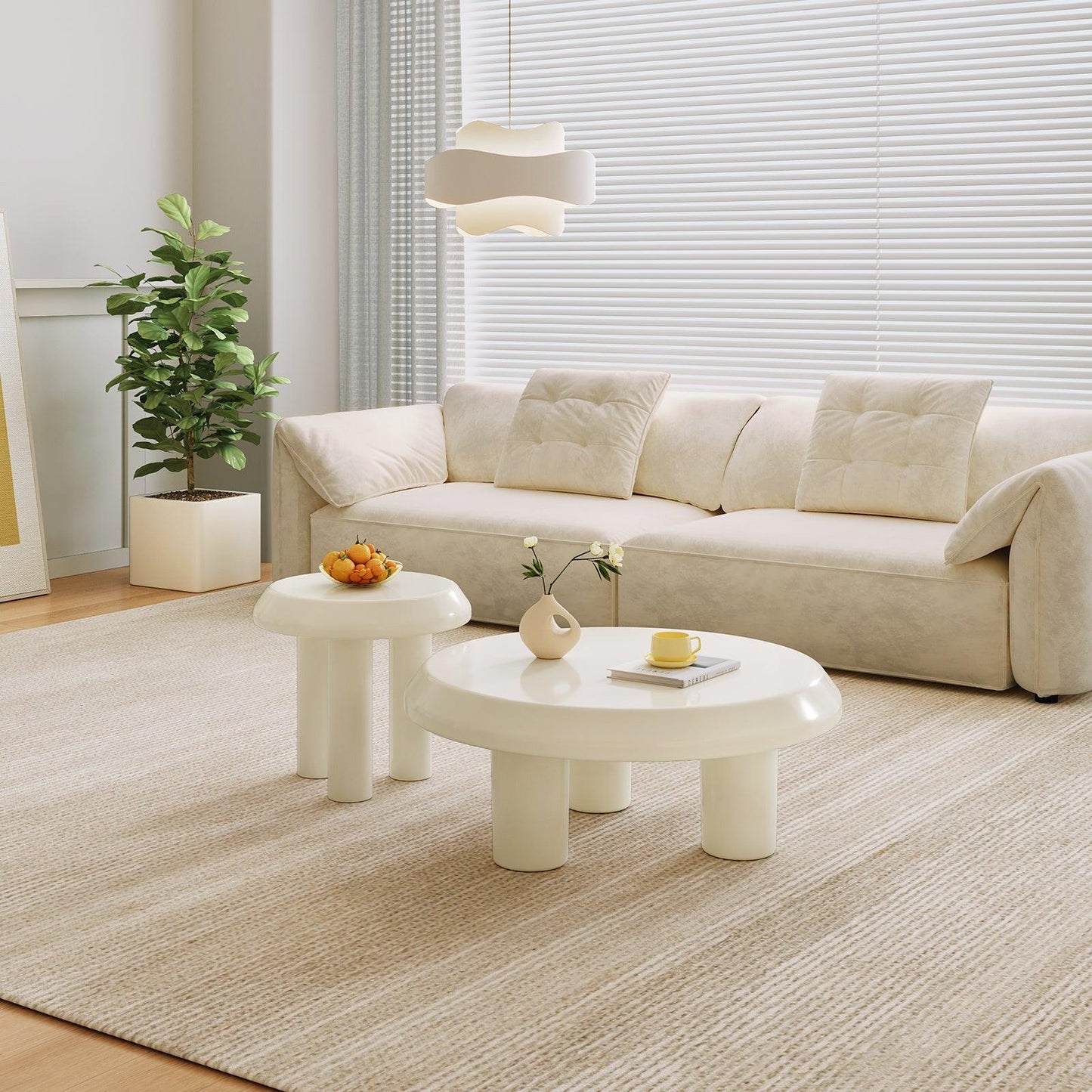 Guyii Modern Nesting Coffee Table Set – Round Coffee Tables for Living Room, Bedroom, and Small Spaces