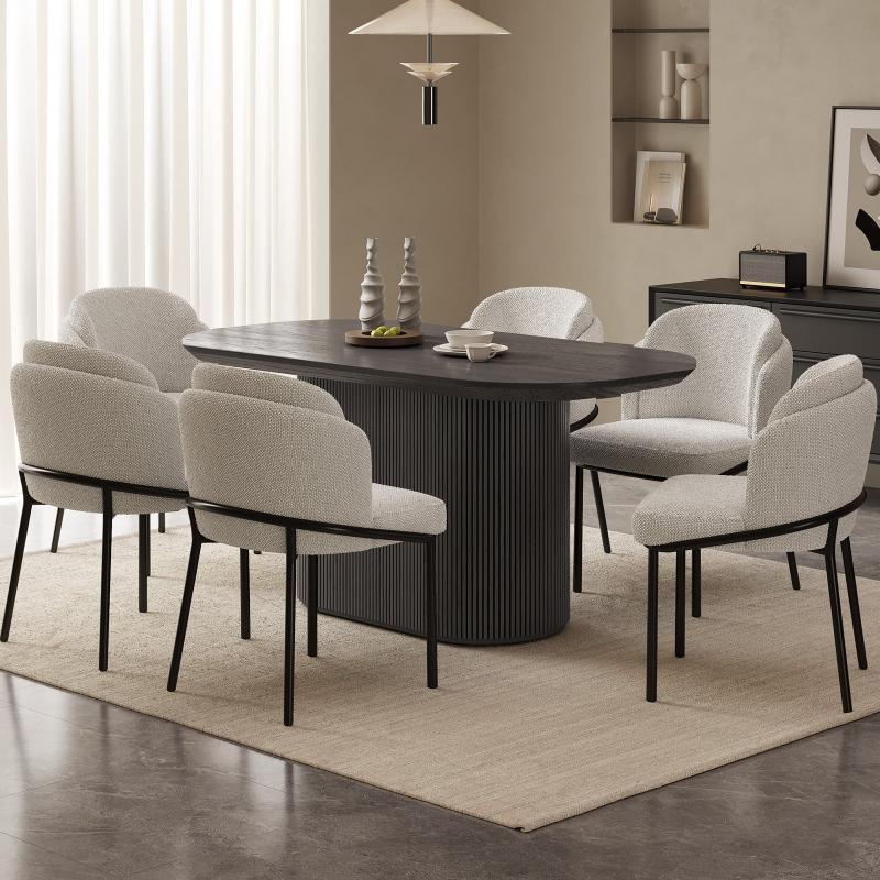 Guyii 63"-87" Black Oval Dining Table Set, Modern Kitchen Table with 4-8 Chairs