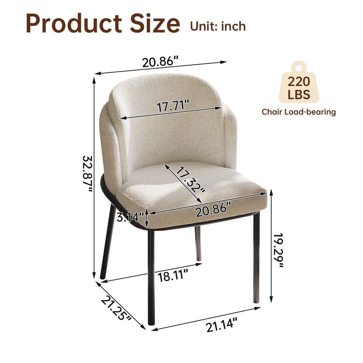 Guyii Dining Chairs Set of 2-6, Modern Fabric Dinner Chairs, Dining Room Kitchen Chairs with Metal Legs