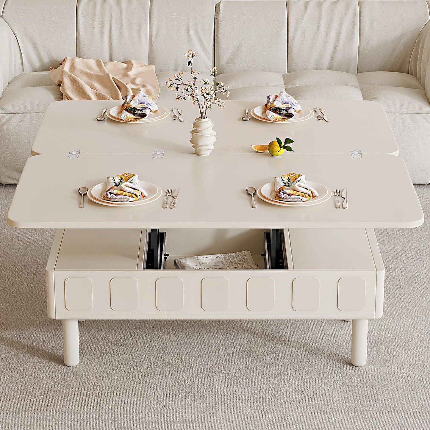 Guyii Extendable Coffee Table, 3-in-1 Multifunctional Lift Top Center Table