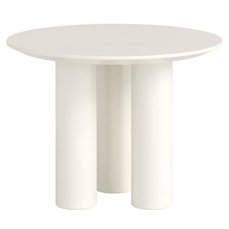 Guyii 30"-46" Cream White Round Dining Table, Modern White Kitchen Table for 4-6 People