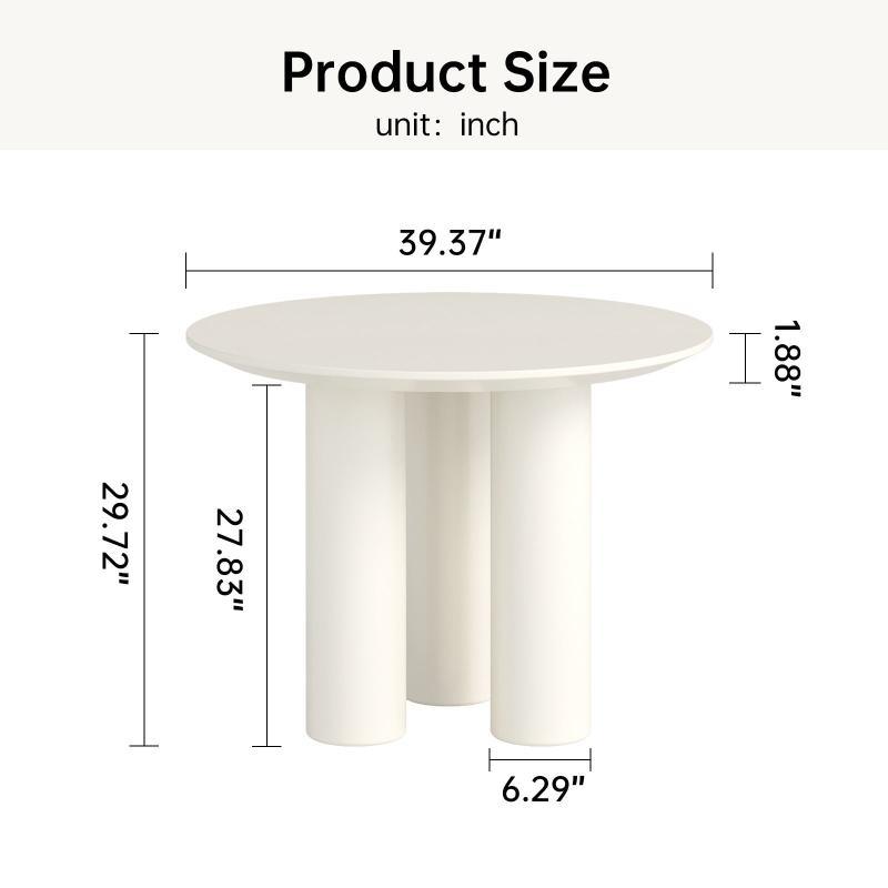 Guyii 30"-46" Cream White Round Dining Table, Modern White Kitchen Table for 4-6 People