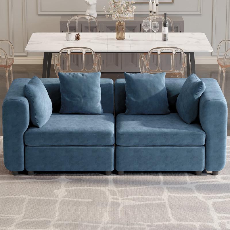 Guyii Velvet Sectional Sofa, Modern Oversized 2-5 Seat Sofa with Pillow (No Ottoman)