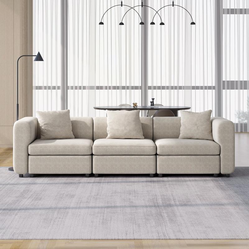 Guyii Velvet Sectional Sofa, Modern Oversized 2-5 Seat Sofa with Pillow (No Ottoman)
