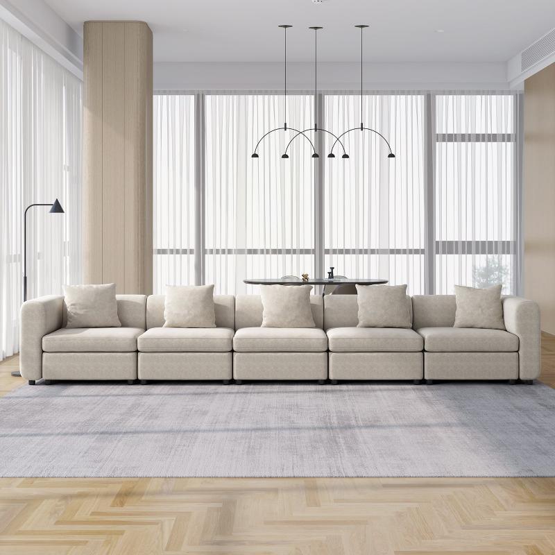Guyii Velvet Sectional Sofa, Modern Oversized 2-5 Seat Sofa with Pillow (No Ottoman)