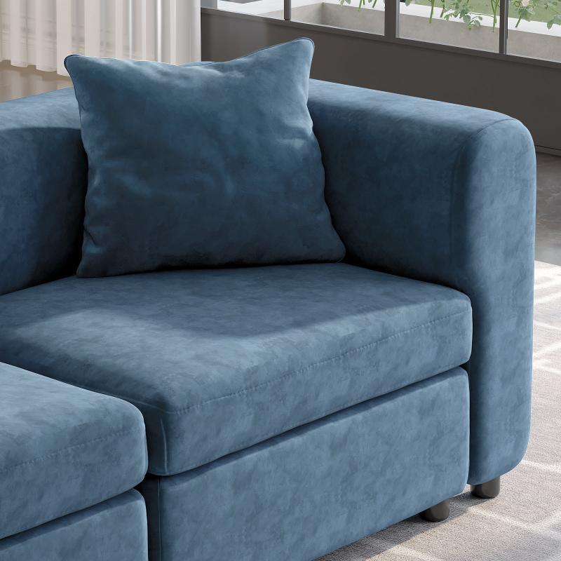 Guyii Velvet Sectional Sofa, Modern Oversized 2-5 Seat Sofa with Pillow (No Ottoman)