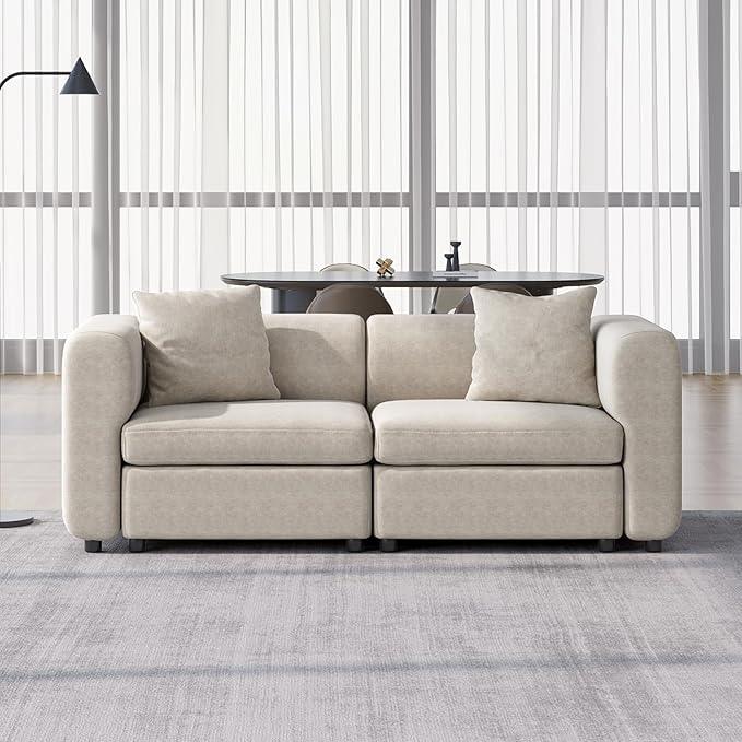 Guyii Velvet Sectional Sofa, Modern Oversized 2-5 Seat Sofa with Pillow (No Ottoman)