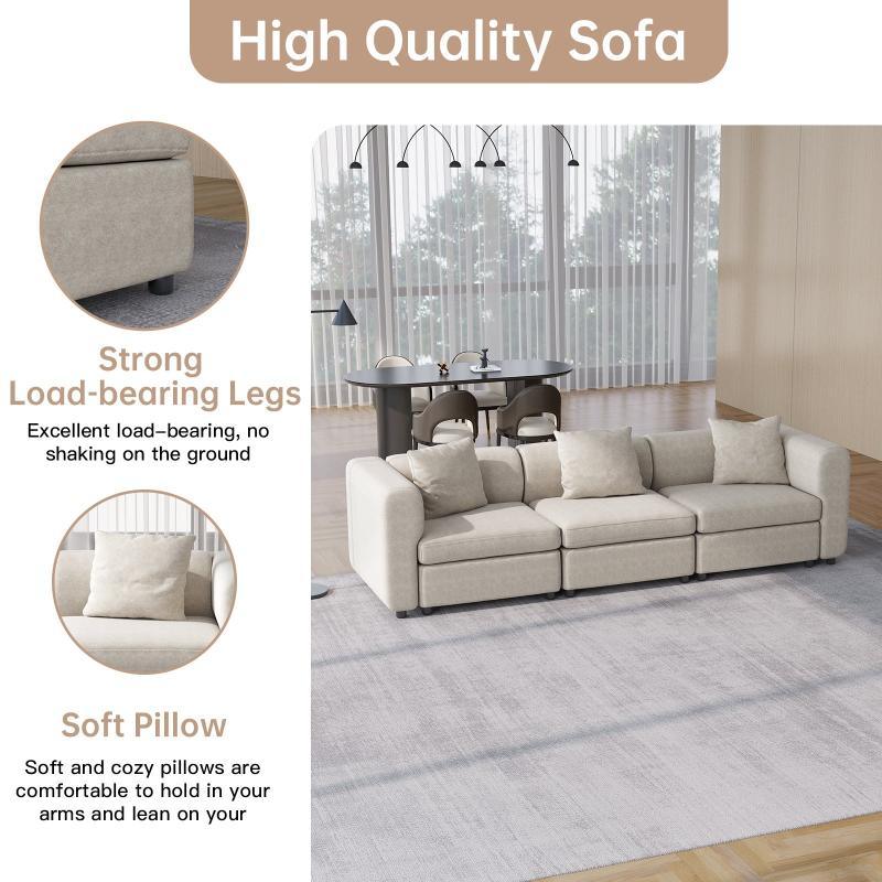 Guyii Velvet Sectional Sofa, Modern Oversized 2-5 Seat Sofa with Pillow (No Ottoman)