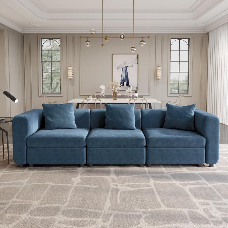 Guyii Velvet Sectional Sofa, Modern Oversized 2-5 Seat Sofa with Pillow (No Ottoman)