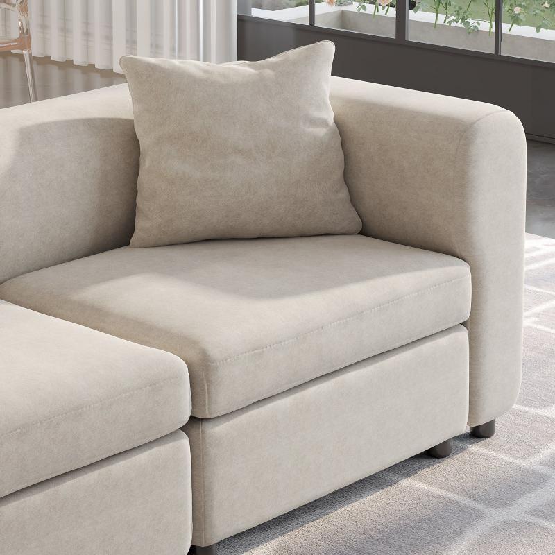 Guyii Velvet Sectional Sofa, Modern Oversized 2-5 Seat Sofa with Pillow (No Ottoman)