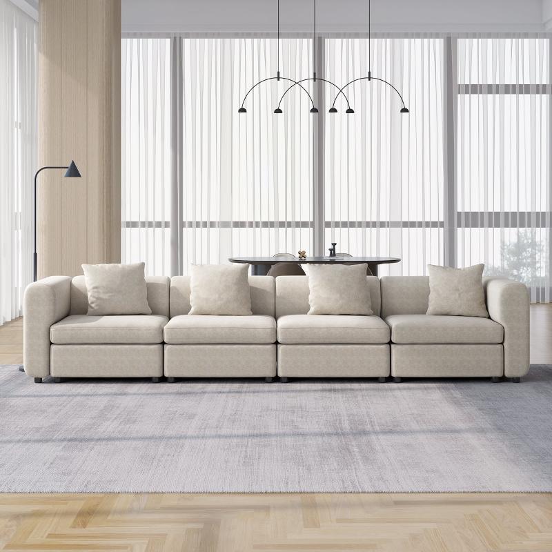 Guyii Velvet Sectional Sofa, Modern Oversized 2-5 Seat Sofa with Pillow (No Ottoman)