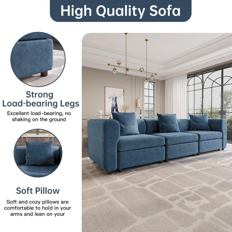 Guyii Velvet Sectional Sofa, Modern Oversized 2-5 Seat Sofa with Pillow (No Ottoman)