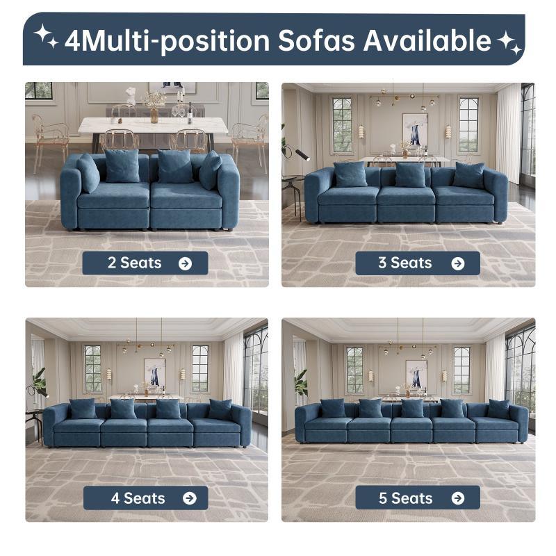 Guyii Velvet Sectional Sofa, Modern Oversized 2-5 Seat Sofa with Pillow (No Ottoman)