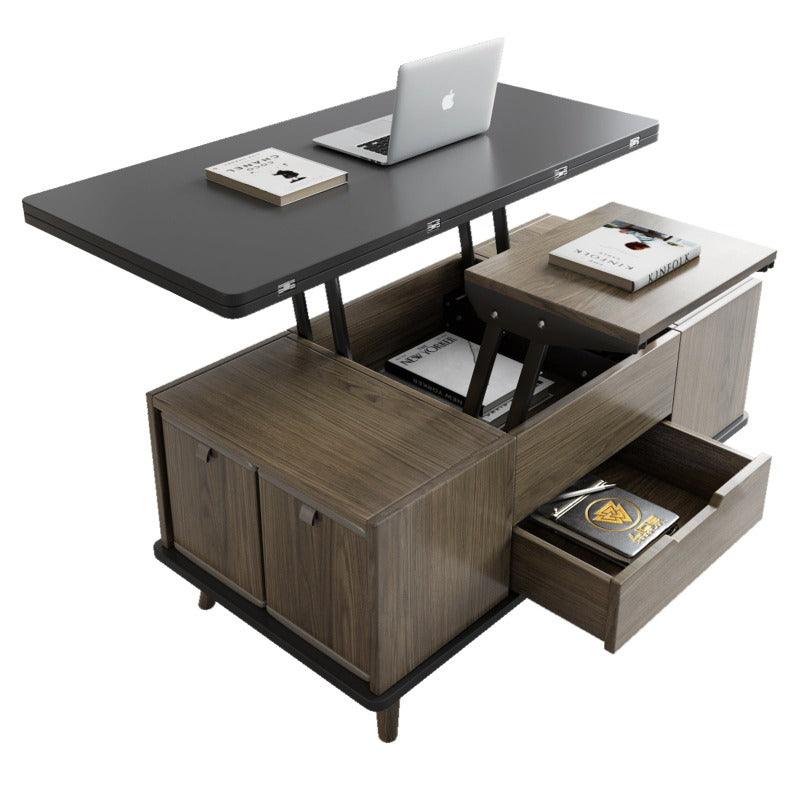 Guyii 39" Lift Top Coffee Table with Hidden Storage and 4 Stools, Modern Multifunctional Center Table