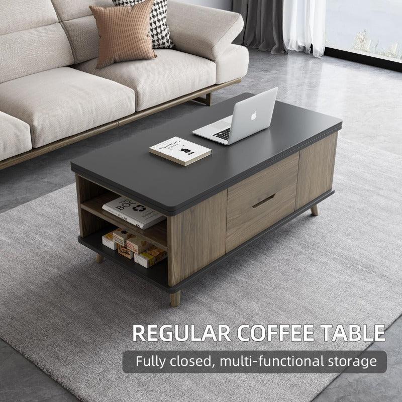 Guyii 39" Lift Top Coffee Table with Hidden Storage and 4 Stools, Modern Multifunctional Center Table