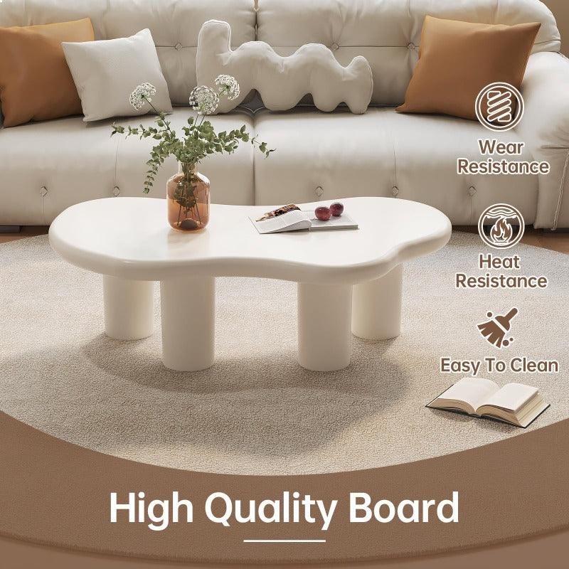 Guyii 47.24" Cloud Coffee Table, White Modern Center Table for Living Room