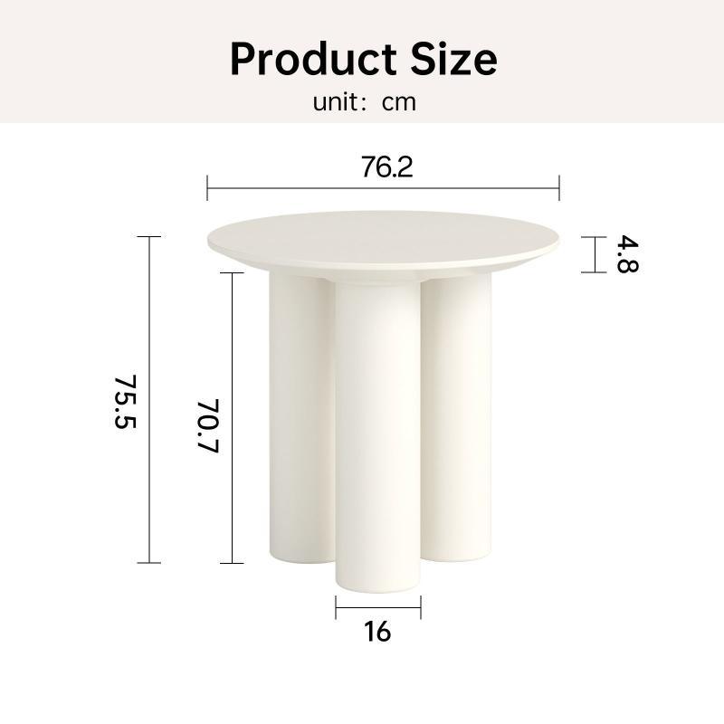 Guyii 30"-46" Cream White Round Dining Table, Modern White Kitchen Table for 4-6 People