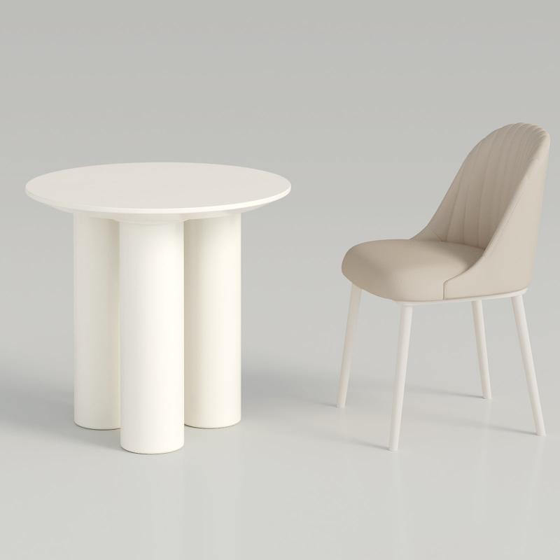 Guyii 30"-46" Cream White Round Dining Table, Modern White Kitchen Table for 4-6 People
