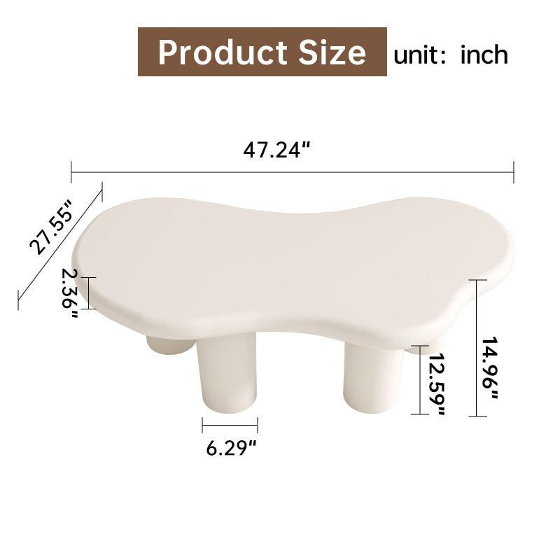Guyii 47.24" Cloud Coffee Table, White Modern Center Table for Living Room