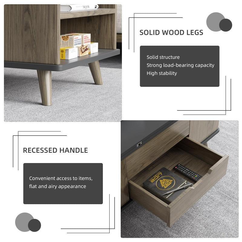 Guyii 39" Lift Top Coffee Table with Hidden Storage and 4 Stools, Modern Multifunctional Center Table