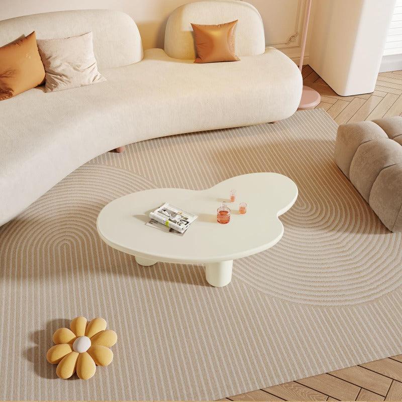 Guyii 42.24" Cream White Cloud Coffee Table, Irregular Modern Table with 3 Legs