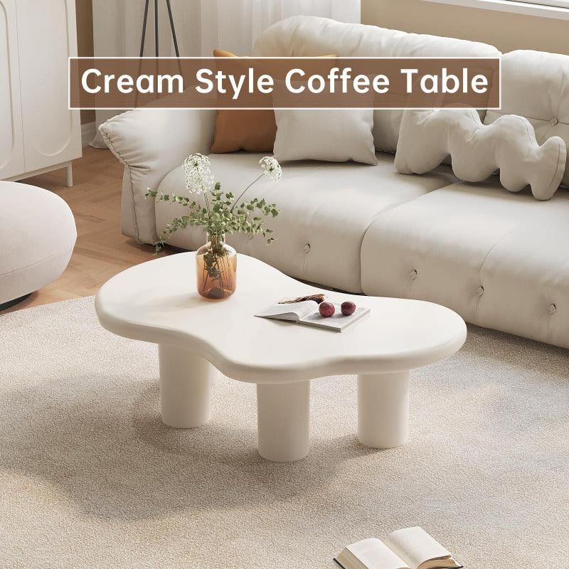 Guyii 47.24" Cloud Coffee Table, White Modern Center Table for Living Room