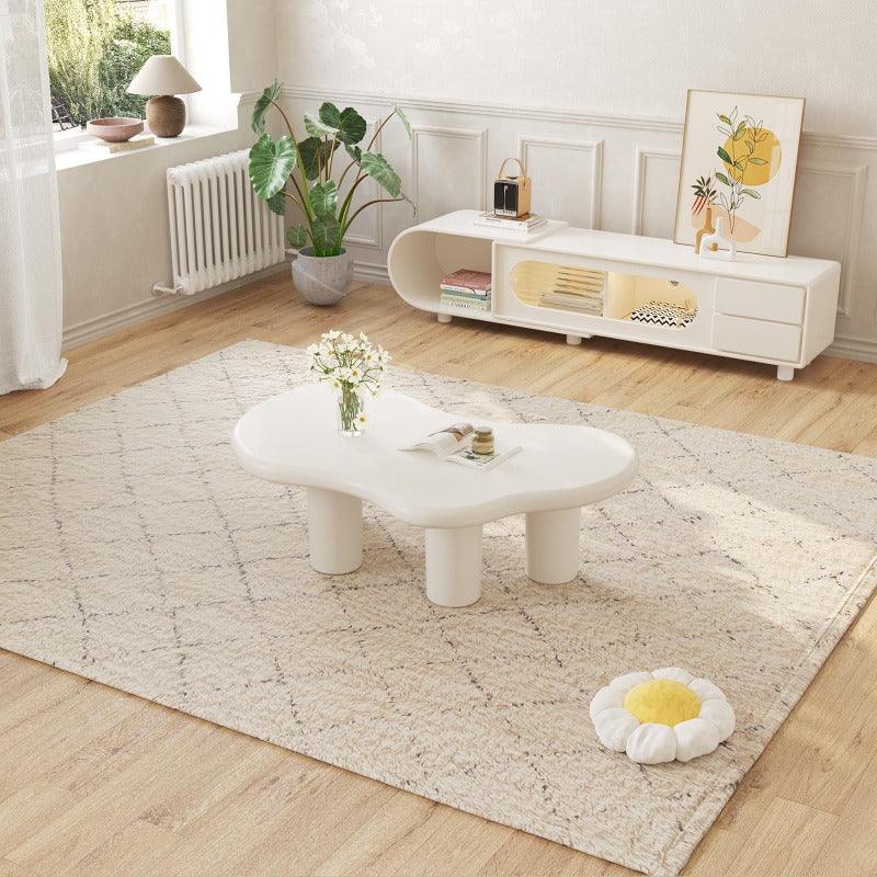 Guyii 47.24" Cloud Coffee Table, White Modern Center Table for Living Room