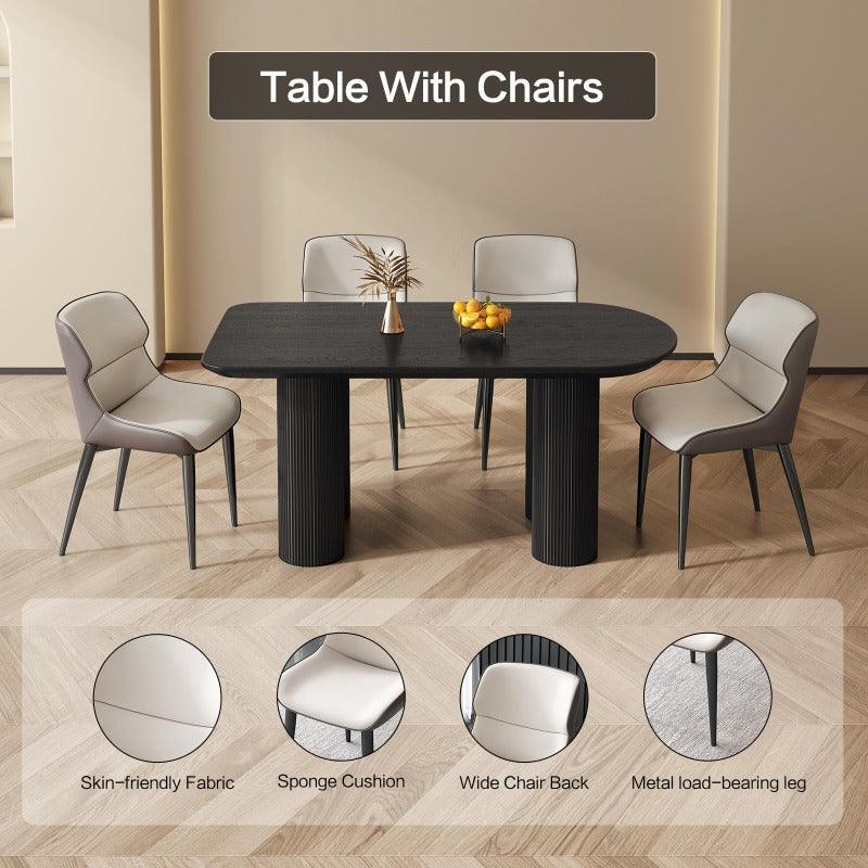 Guyii 54-70" Modern Dining Table Set, Kitchen Table Set with 4-6 Chairs