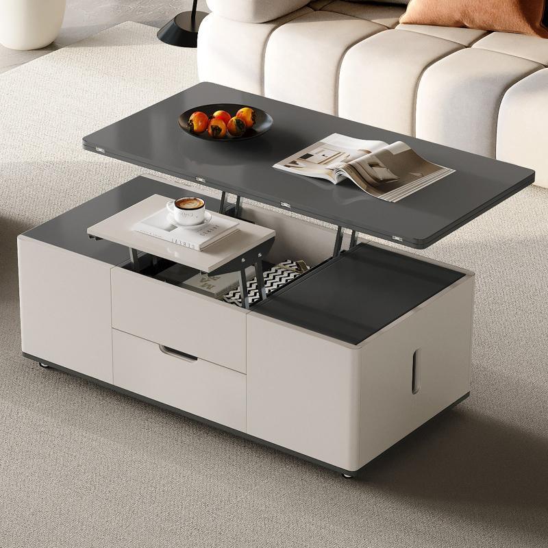 Guyii 47.24” Lift Top Coffee Table with 4 Stools, 3-in-1 Multi-Function Modern Center Table