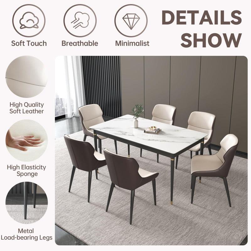 Guyii 2-Pack Ergonomic Dining Chairs, Modern PU Leather Upholstered Metel Legs