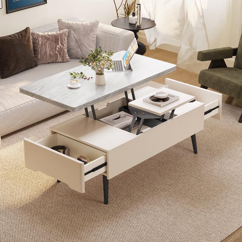 Guyii 39" Lift Top Coffee Table with Storage, 3-in-1 Modern Multifunction Center Table