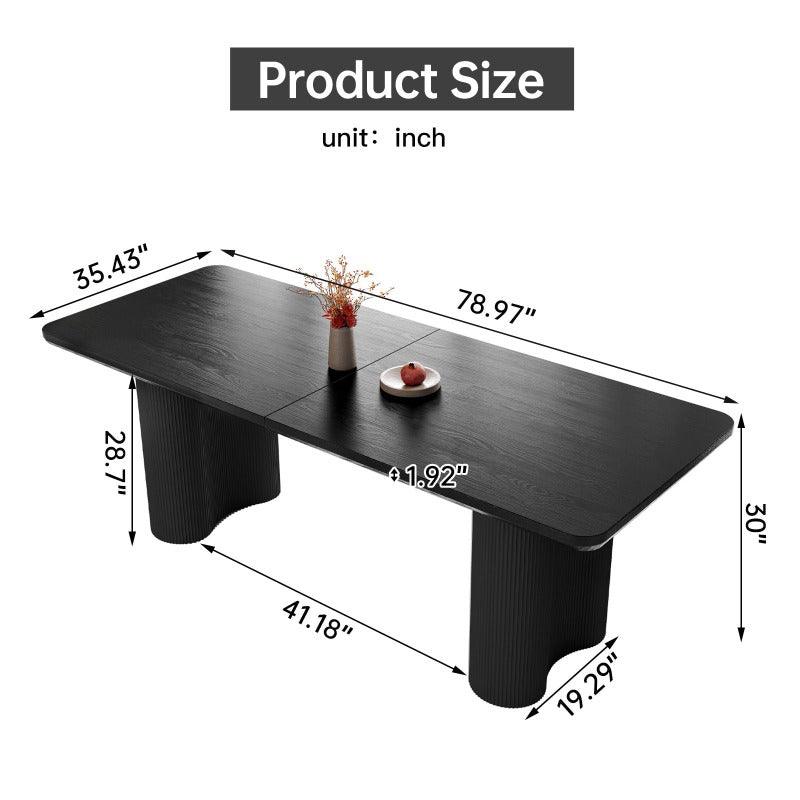 Guyii 63"-79" Black Rectangle Dining Table, Modern Kitchen Table for Dining Room