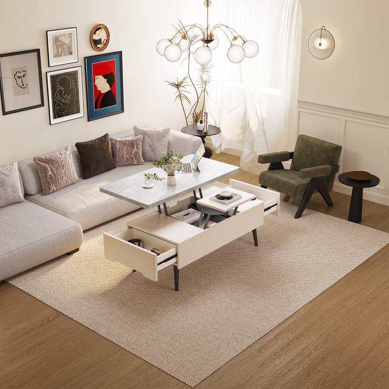 Guyii 39" Lift Top Coffee Table with Storage, 3-in-1 Modern Multifunction Center Table