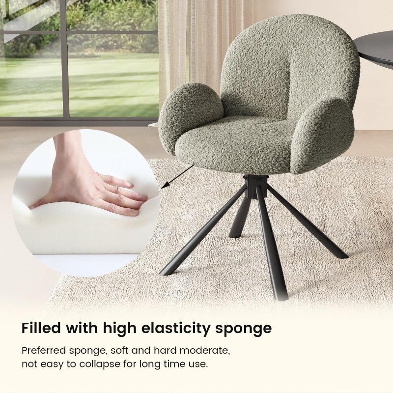 Guyii Modern Dining Chair No Wheels, 360° Swivel Office Desk Chair for Home & Dining Room