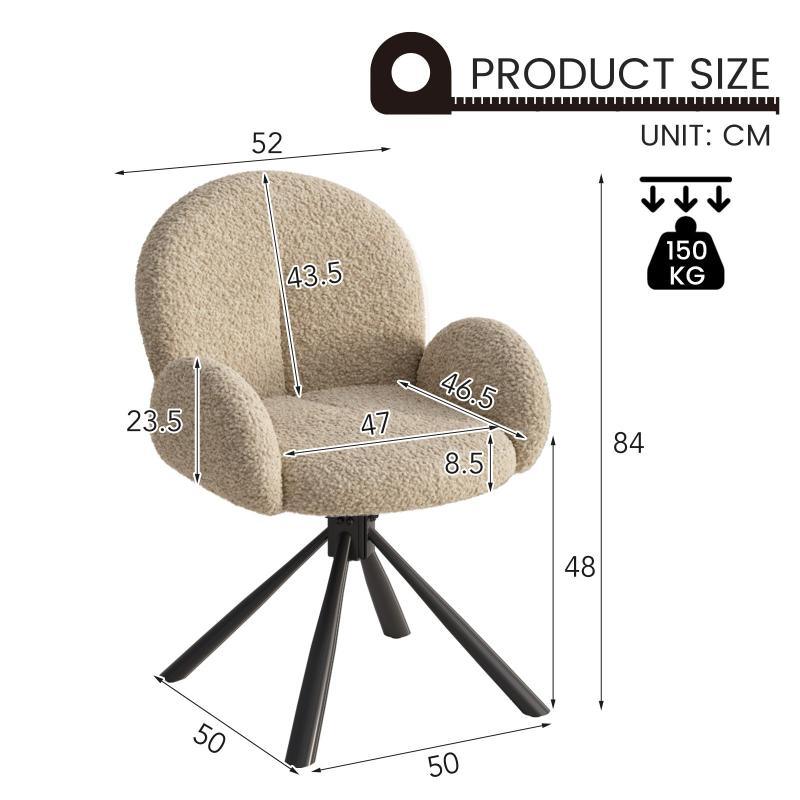 Guyii Modern Dining Chair No Wheels, 360° Swivel Office Desk Chair for Home & Dining Room