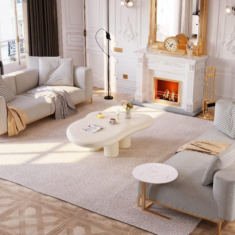 Guyii 35“-46” Cloud Coffee Table 4 Legs, Cute Coffee Table, Upgraded White Modern Tea Table