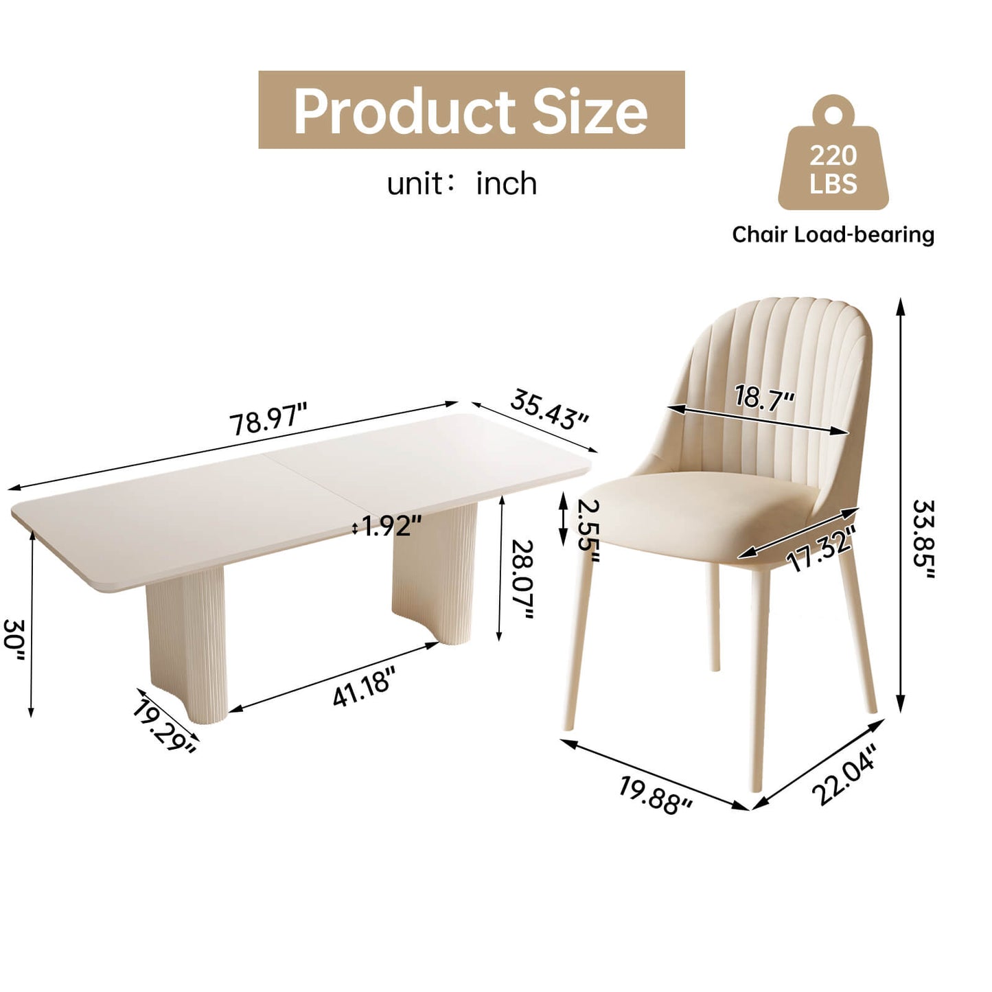 Guyii White Dining Table Set, Modern Rectangular Kitchen Table with 4-8 Chairs