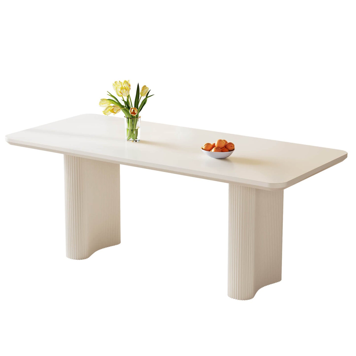 Guyii White Dining Table Set, Modern Rectangular Kitchen Table with 4-8 Chairs
