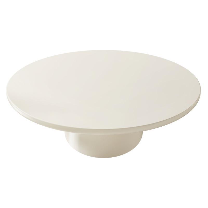 Guyii Oval Coffee Table, Cream White Modern Center Table for Living Room