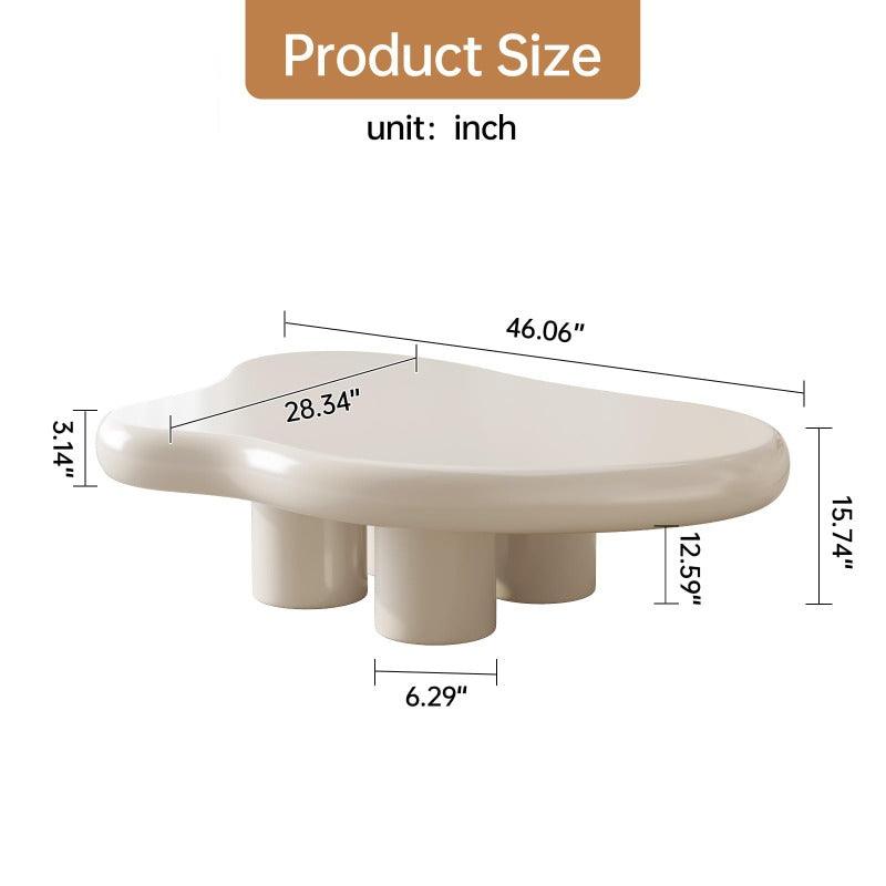 Guyii 35“-46” Cloud Coffee Table 4 Legs, Cute Coffee Table, Upgraded White Modern Tea Table