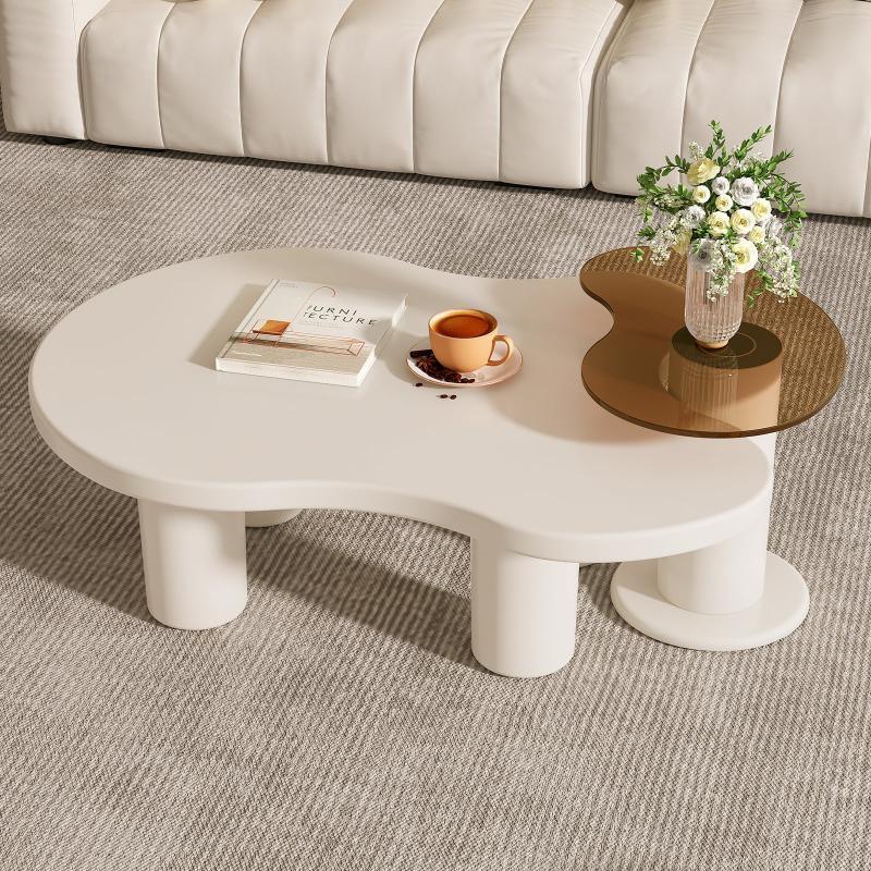 Guyii Nesting Coffee Table Set of 2, Tempered Glass Side Table & Cloud Coffee Table for Living Room